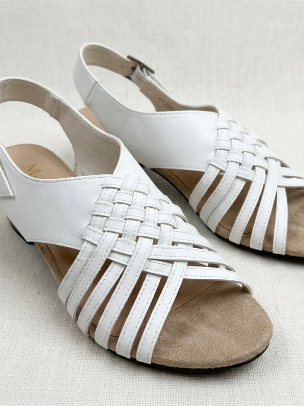 NWOT Angel Steps White Wedge Sandals Size 6.5 Woven Platform Shoes